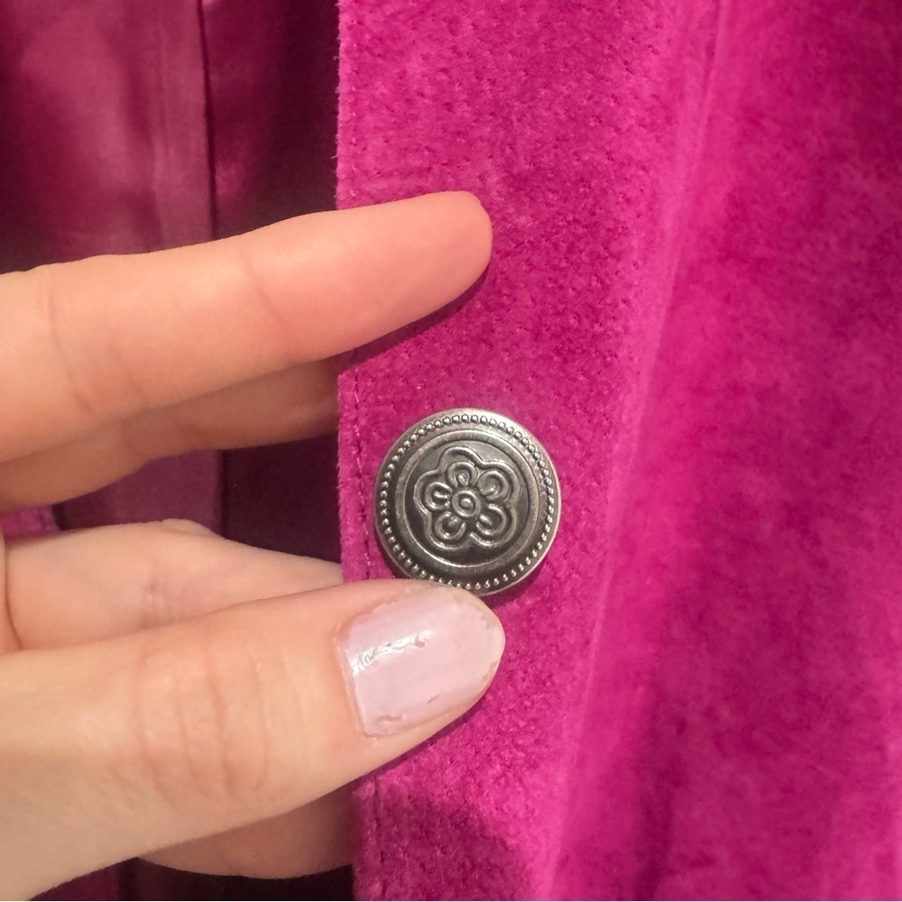 VTG French Laundry Womens XL Pink Suede Leather Grunge Barbiecore 90's Preppy - Picture 9 of 12